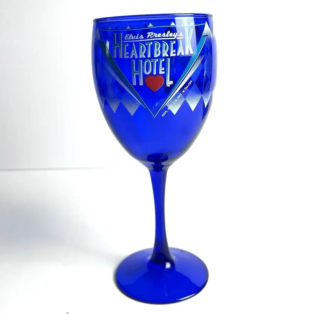 Elvis Presley Heartbreak Hotel Logo Cobalt Blue Wine Glass Holographic Sticker